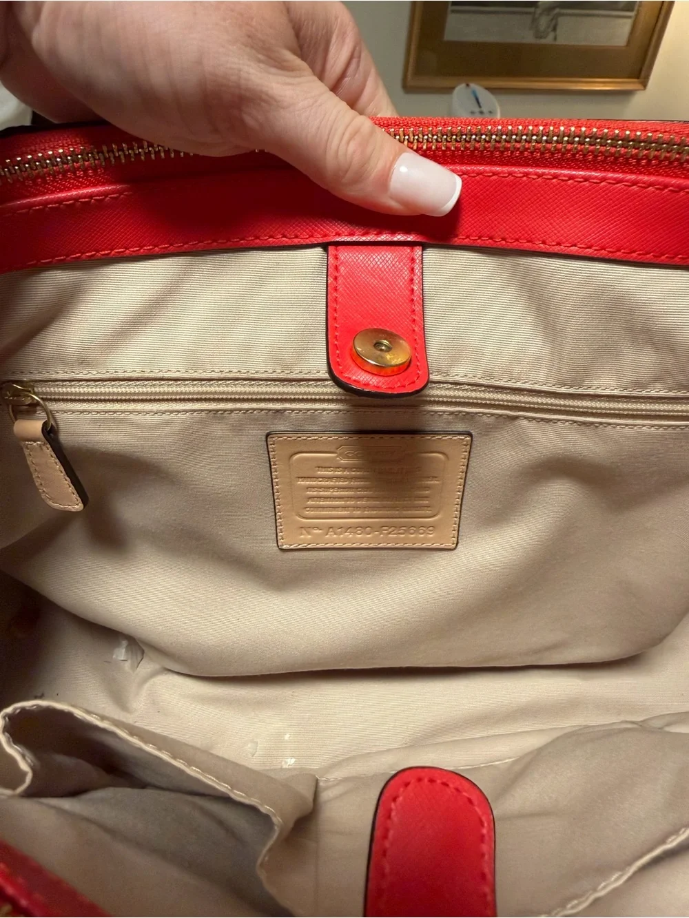 Coach 23569 Red Leather Multi Compartment Tote Shoulder Bag